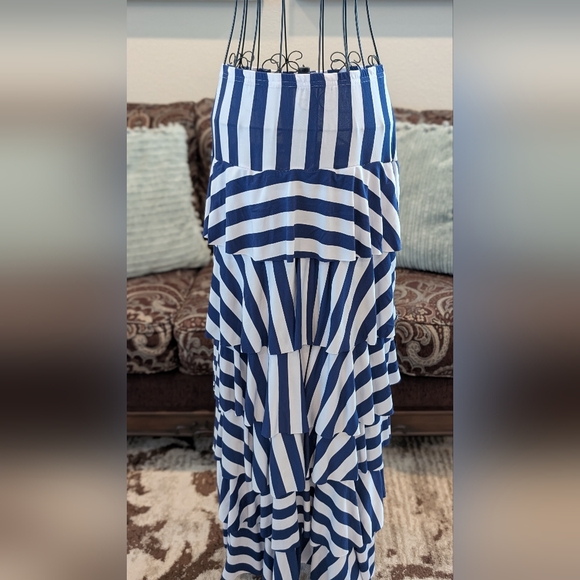 Striped Blue and White Ruffle Skirt - Picture 2 of 2